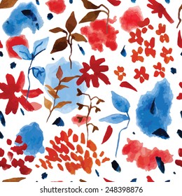 Colorful floral watercolor seamless pattern in vector