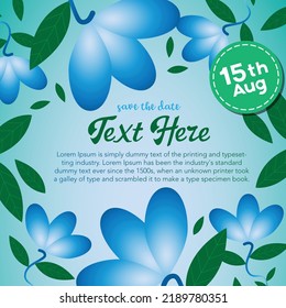 Colorful floral wedding invitation card design template vector illustration with dummy text.