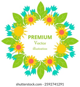  Colorful floral wreath design perfect for invitations and decorations in spring and summer events.