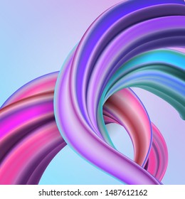 Colorful Flow Background with 3D Fluide Curved Wave. Multicolor Liquid Curve in Art Style. Creative Artistic Template for Banner, Card, Flyer, Poster for the Modern Trend. Version Eps10 Vector Illust