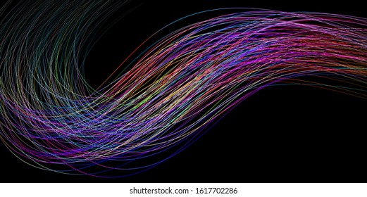 Colorful flow brush stroke. Wave sea beam bundle line. Realistic vector volume light weave. Liquid paint ink shape isolated on white background. Artistic abstract trace swirl illustration cover page.
