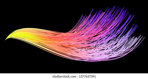 Colorful flow brushstroke. Ribbon isolated line.. Realistic volume wave. Liquid paint ink shape isolated on white background. Cover page for your design project. Real vector illustration swirl blur.