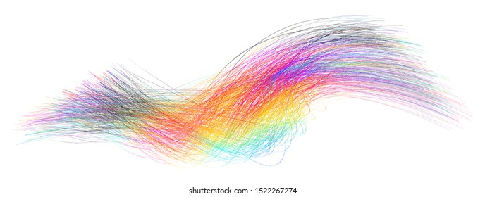 Colorful flow brushstroke. Ribbon isolated line.. Realistic volume wave. Liquid paint ink shape isolated on white background. Cover page for your design project. Real vector illustration swirl blur.