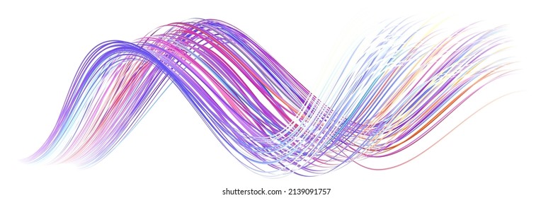 Colorful flow brushstroke. Wabe sea isolated line.. Realistic volume brush stroke. Liquid paint ink shape isolated on white background. Cover page for your design project. Vector illustration swirl.