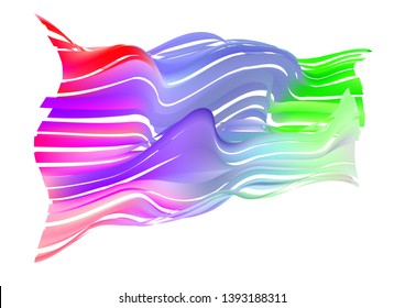 Colorful flow brushstroke. Wave sea isolated line.. Realistic volume brush stroke. Liquid paint ink shape isolated on white background. Cover page for your design project. Vector illustration swirl.