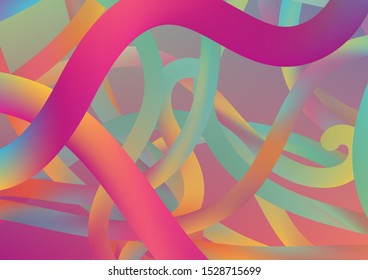 Colorful Flow Liquid in Future Design Style. Minimal Abstract Curve Lines in Vibrant Color. 