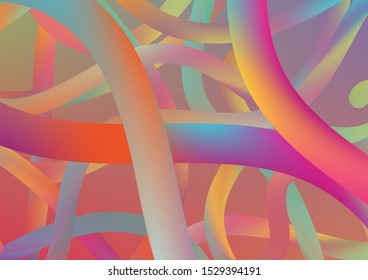 Colorful Flow Liquid in Future Design Style. Modern Dynamic Background in Trendy Colors. Wire Digital Pattern with Gradient Neon Cables. Minimal Abstract Curve Lines in Vibrant Color.