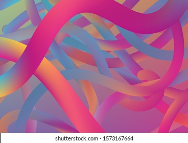 Colorful Flow Liquid in Future Design Style. Modern Dynamic Background in Trendy Colors. Wire Digital Pattern with Gradient Neon Cables. Minimal Abstract Curve Lines in Vibrant Color.