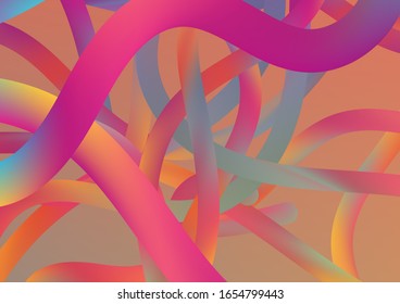 Colorful Flow Liquid in Future Design Style. Minimal Abstract Curve Lines in Vibrant Color. Wire Digital Pattern with Gradient Neon Cables. Modern Dynamic Background in Trendy Colors.