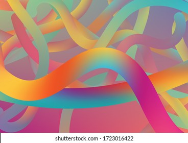 Flujo colorido líquido en estilo de diseño futuro. Fondo dinámico moderno en colores de moda. Líneas de curva abstractas mínimas en color vibrante. Patrón digital de cable con cables de neón degradado.