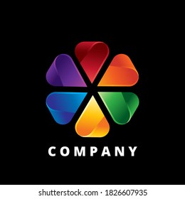 diseño del logo de la colección de flores coloridas. logotipos para empresas multimedia y tecnológicas