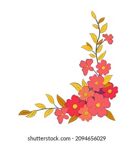 colorful flower arrangement decorative corner illustration for festival decoration
