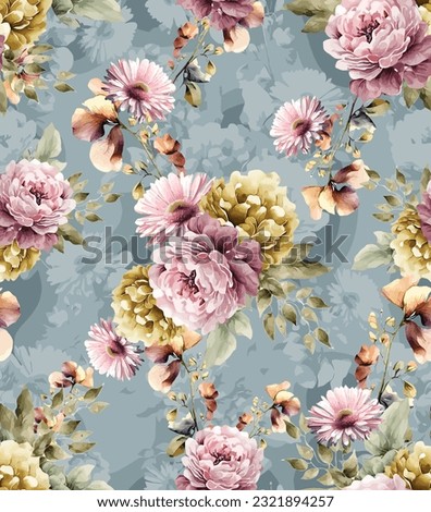Colorful flower arrangements with shadow on a beige color background.