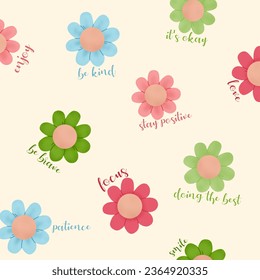 Colorful flower backgroundwallpaper with positive affirmation words