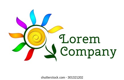 Colorful flower, beauty and joy, vector logo template