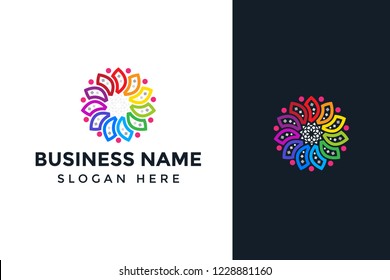 colorful flower beauty logo template vector