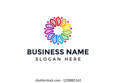 colorful flower beauty logo template vector