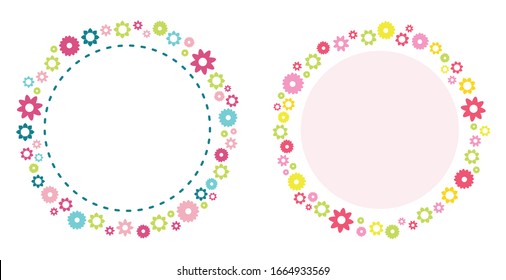 Colorful Flower Bloom Wreath Spring Circle Frame 