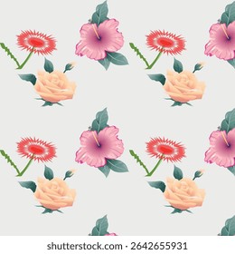 colorful flower blooming on green laeves background, color toned