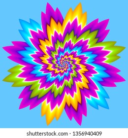 Colorful flower blossom. Optical expansion illusion.