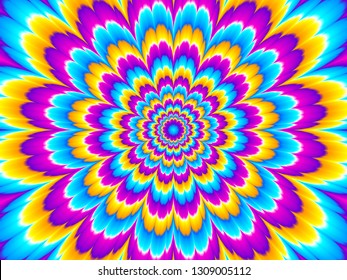 Colorful flower blossom. Optical illusion of movement.