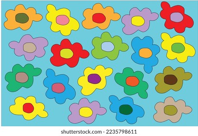 bunter Blume mit blauem Hintergrund, Vektorgrafik