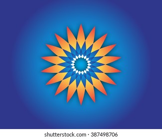 colorful flower with blue background. vector illustration