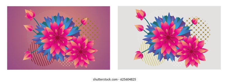 Colorful flower with buds. Vector illustration.
