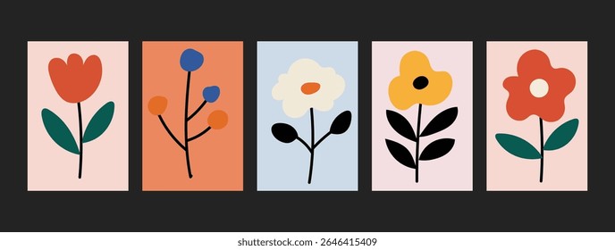 Colorful flower cartoon, nature home decoration, luxury, minimalist, vector illustration, banner