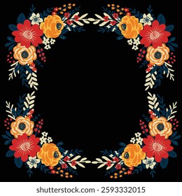 Colorful Flower Cluster with Dark Background Contrast