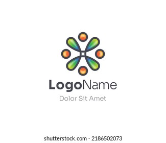 Colorful flower with community people logo