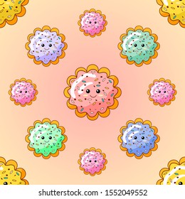 colorful flower cookies (seamless pattern)
