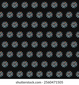 Colorful flower dark seamless pattern