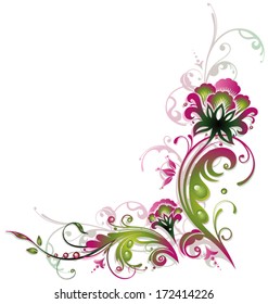 Colorful flower decoration, pink and green, vintage