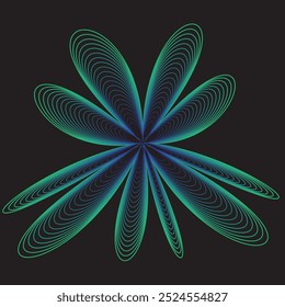 a colorful flower design with a green center that says a star.