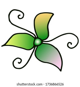 Dibujo de flores de colores. Dibujo del doodle dibujado a mano del vector aislado en fondo blanco. Ilustración vectorial para insignia, logotipo, pegatina, impresión.