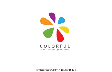 Colorful Flower Drop Logo Design Template For Brand Or Company