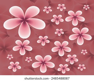 Colorful flower elements, seamless pattern with colored flowers, Set of hand drawn floral design, Spring bright abstract floral design.