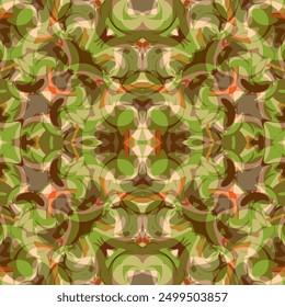 bunte Blume ethnischen Mandala. gemischtes Oberflächenhintergrundmuster. trendiger Digitaldruck. für Stoff, Schal, Taschentuch, Textil, Design, Banner, Bezug, Karte, Tapete. grüne Kaleidoskopgrafik