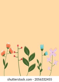 the colorful flower with flat design againts soft yellow background