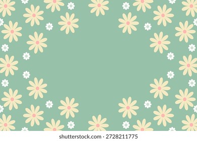 Farbiger Hintergrund des Blumenrahmens. Flacher floraler Hintergrund