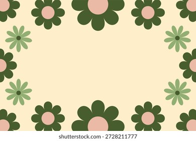 Colorful flower frame border background. Flat floral border background
