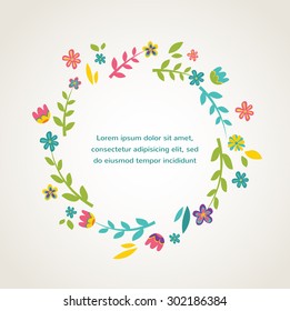 Colorful flower frame-  can be used as creating card, invitation for a wedding, birthday and other holiday and cute summer background.