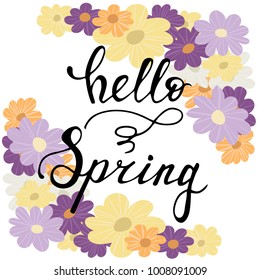 Colorful Flower Frame Card Hello Spring Stock Vector (Royalty Free ...