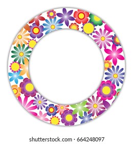 Colorful flower frame for greeting and invitation card vector graphic design.