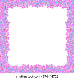 colorful flower frame with pixel geometric abstract background