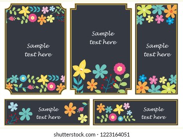 Colorful flower frame set