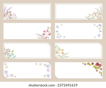 Colorful flower and fruit banner set