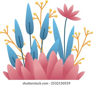 A colorful flower garden with blue and pink flowers