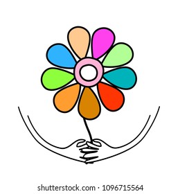 colorful  flower  with hand  holding vector eps.10